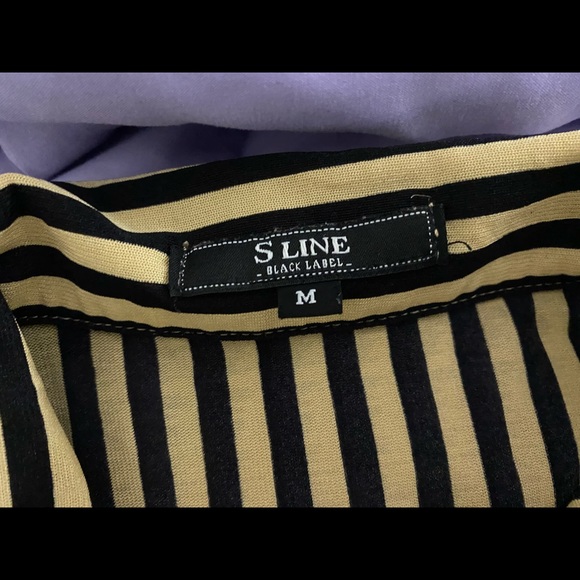S Line black label stripe print button down blouse - Picture 5 of 6